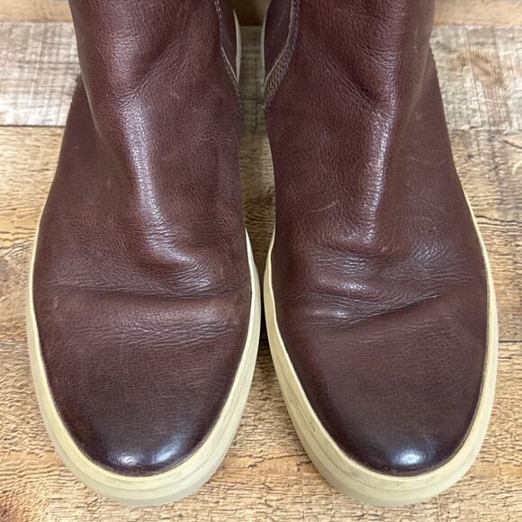 Frye Beacon Inside Zip Boots Brown Leather SZ 9 - Picture 2 of 10